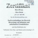 Zertifikat Sachverständiger Bewertung