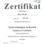 Zertifikat Sachverständiger Schäden an Gebäuden